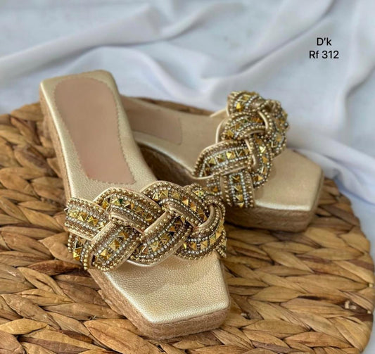 Delvia Sandalias Oro Trenza
